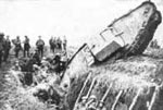 British tank stuck in a trench at  Cambrai